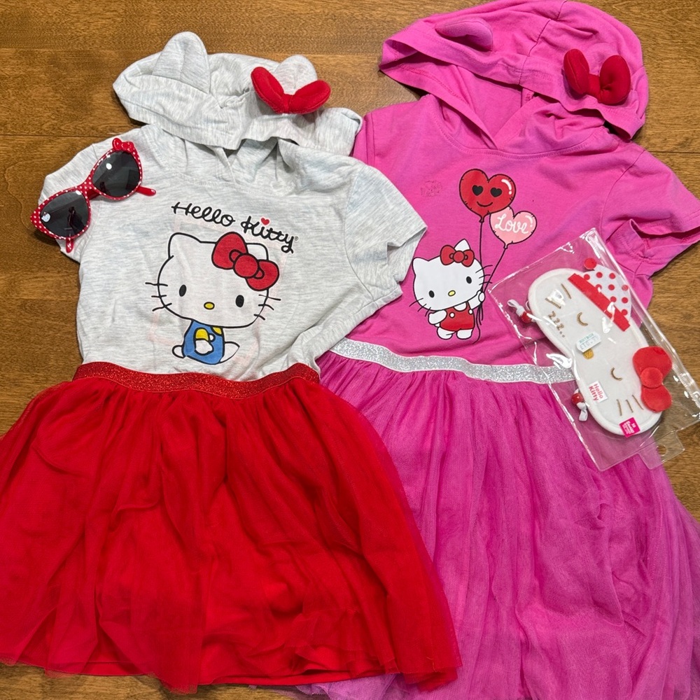 Hello Kitty Pink and Gray Dress Set with Red Skirt